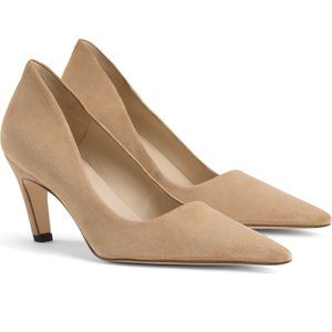 Good American The Icon Beige Suede Pointed Toe Pump, Sz 9.5